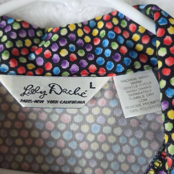 Lilly Dache Men's Geometric Dots Raglan Sleeve Polo Shirt Multicolor Large - Picture 3 of 7